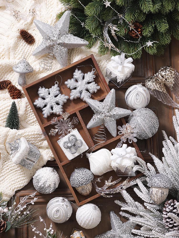 Luminous Christmas Ornaments: Star Tree Topper & Ball Set for Festive Decoration