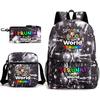 New rhythm box game merchandise primary school bag sprunki cartoon starry sky backpack 3-piece set D