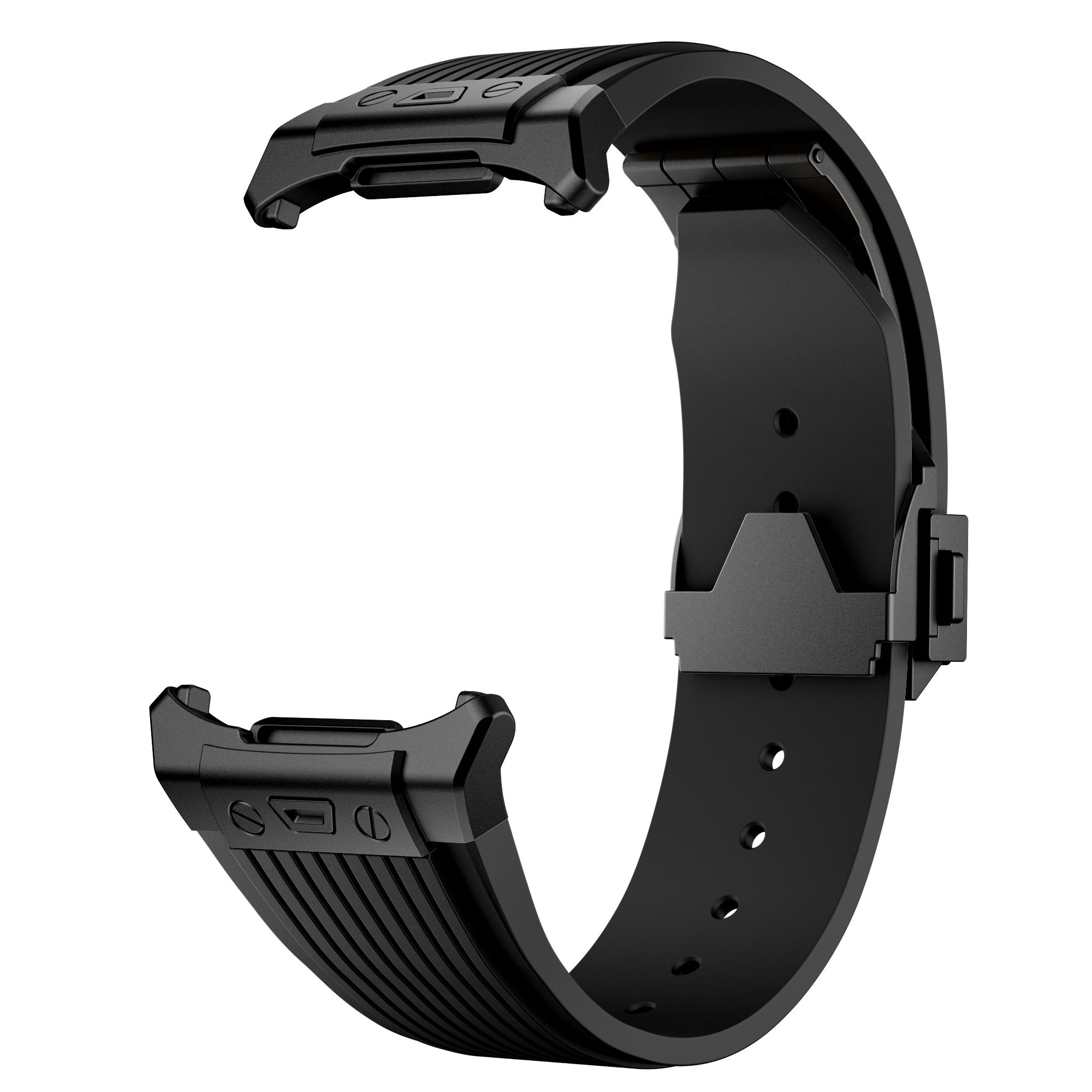 

For Samsung Galaxy Watch Ultra 47mm Silicone Band Black Connector Black Buckle Watch Strap Orange