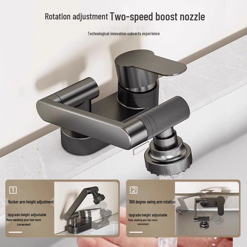Stainless Steel Rotating Faucet for Kitchen & Wash Basin - Hot & Cold Water Switch