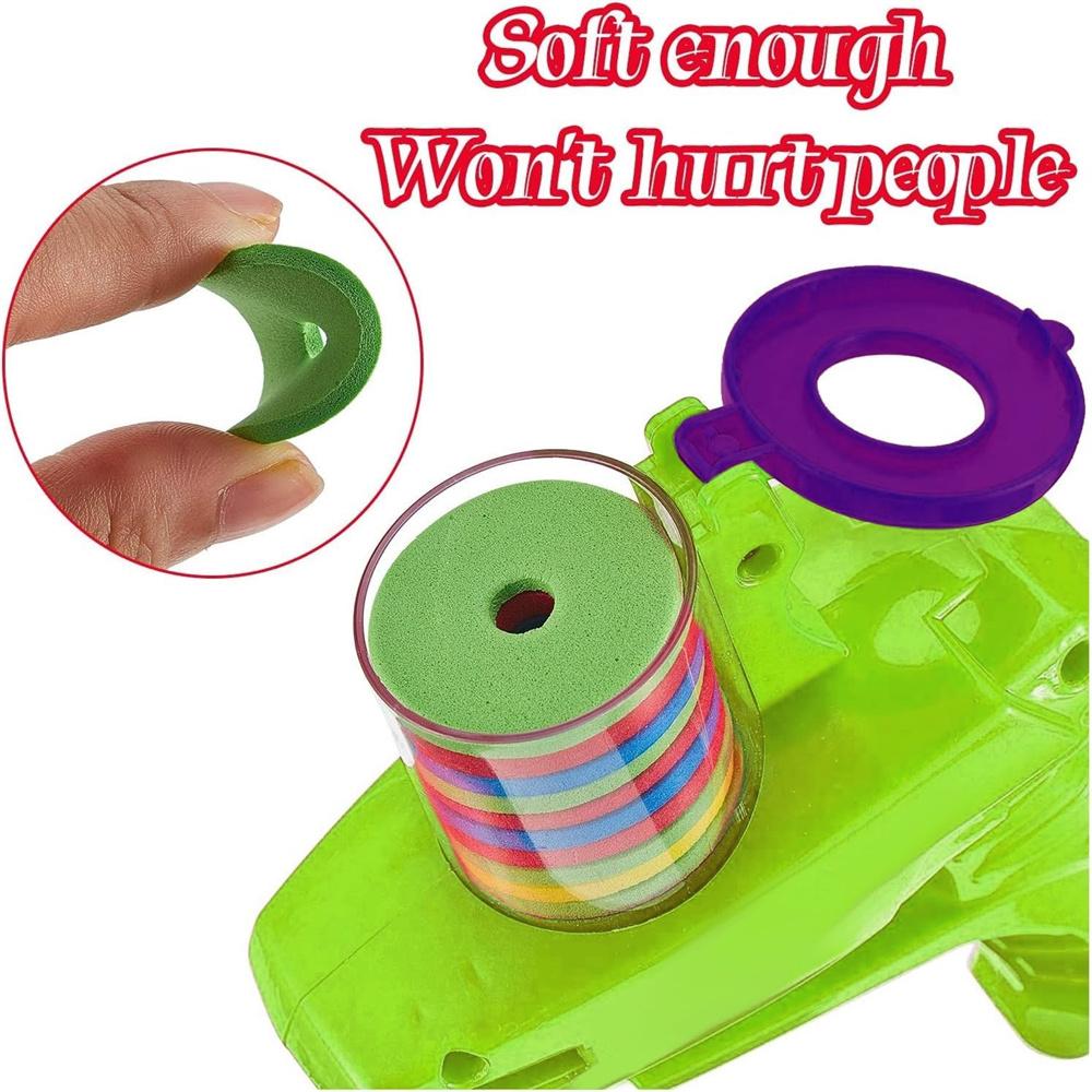 Foam Disc Launcher Flying Disc Handheld Shooting Game Outdoor Backyard Toy for Kids Birthday Gifts School Class Prizes