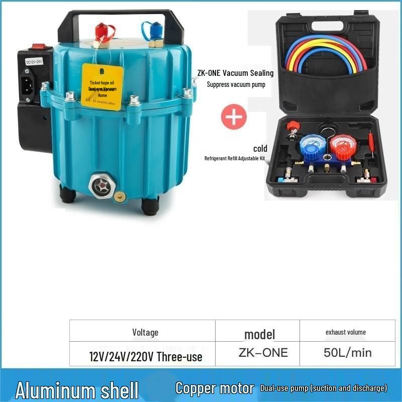 Automotive AC Vacuum, Refrigerant & Tire Inflation Tool Kit C9455