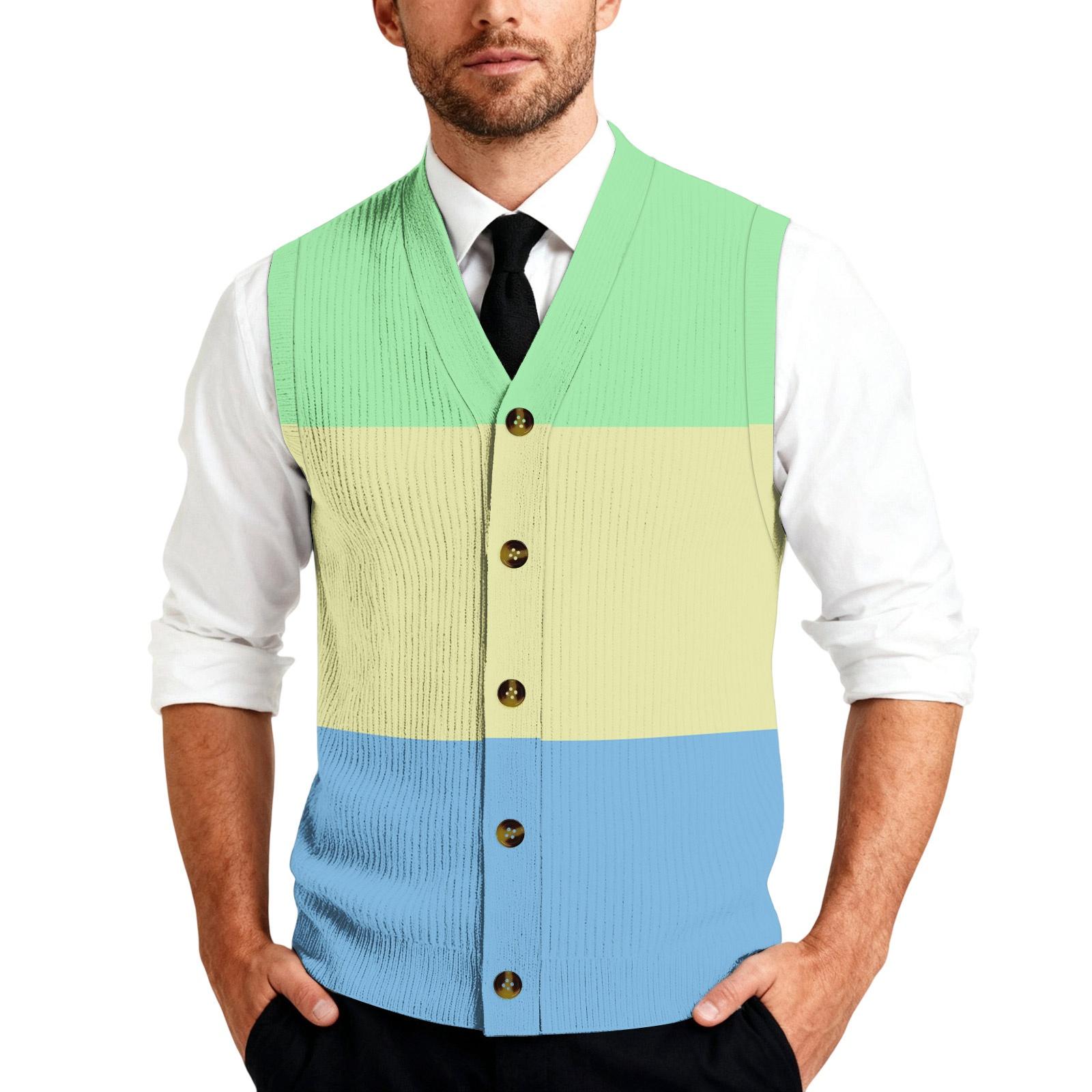 

Men s Tie-Dye Gradient Knit Sleeveless Shirt Button Placket Vest Regular Fit Casual Layering Suitable XXXL зелёный