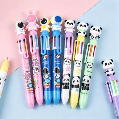 10Pcs/Lot Cute Cartoon 6 Colors Ballpoint Pens Panda Astronaut Multicolor Office Writing Pens Student School Office Supplies