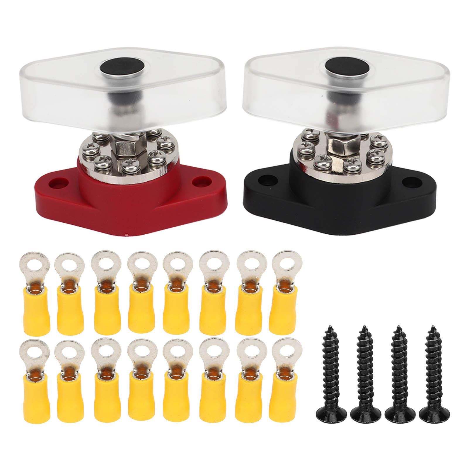 

3/8inch M10 300A Power Distribution Block 16 Studs Heavy Duty Battery Terminal Junction Block Red Bl