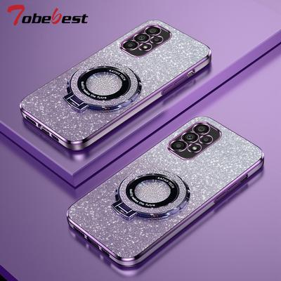 Glitter Plating Magnetic Holder Phone Case For Samsung Galaxy A12 A22 A32 A52 A72 A13 A23 A33 A53 A73 4G 5G Cover