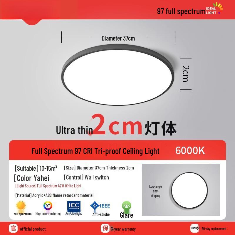 Ultra-Thin Round LED Ceiling Light for Bedroom, Bathroom & Balcony - Modern Minimalist Design with Eye Protection