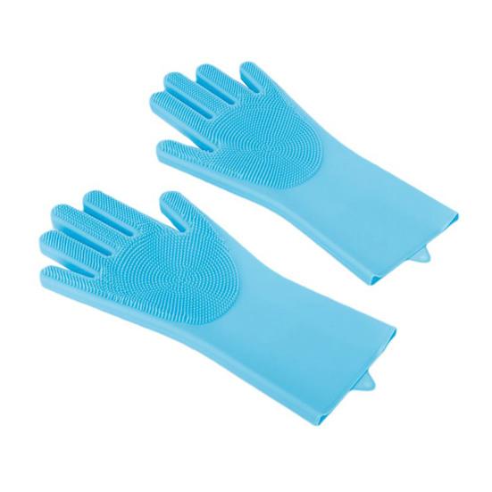 Pet Grooming Gloves Heat Resistant Silicone Dog Washing Gloves with High-Density Teeth Five Finger Design Cat Hair Remover for Massaging Bathing