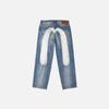 New European and American Women's Jeans Printed High-waisted Loose Straight Denim Pants