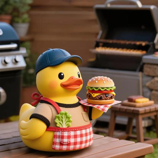 BBQ Duck Figurine Collectible Tabletop Duck Decoration Resin Duck Statue for Shelf Cabinet Bathroom Decor Ducks Enthusiasts Gift