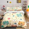 Cute bear cartoon pattern Bedding Set for Kids Luxury Gift 3pcs Digital Print Comforter Set Soft Comfortable Breathable
