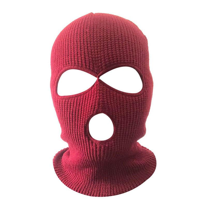 Outdoor Warm and Windproof Face Mask Knitted Three-hole Cycling Ski Winter Headgear Men