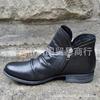 Women's round head artificial mouth women's leather boots side zipper Martin boots warm women's shoes