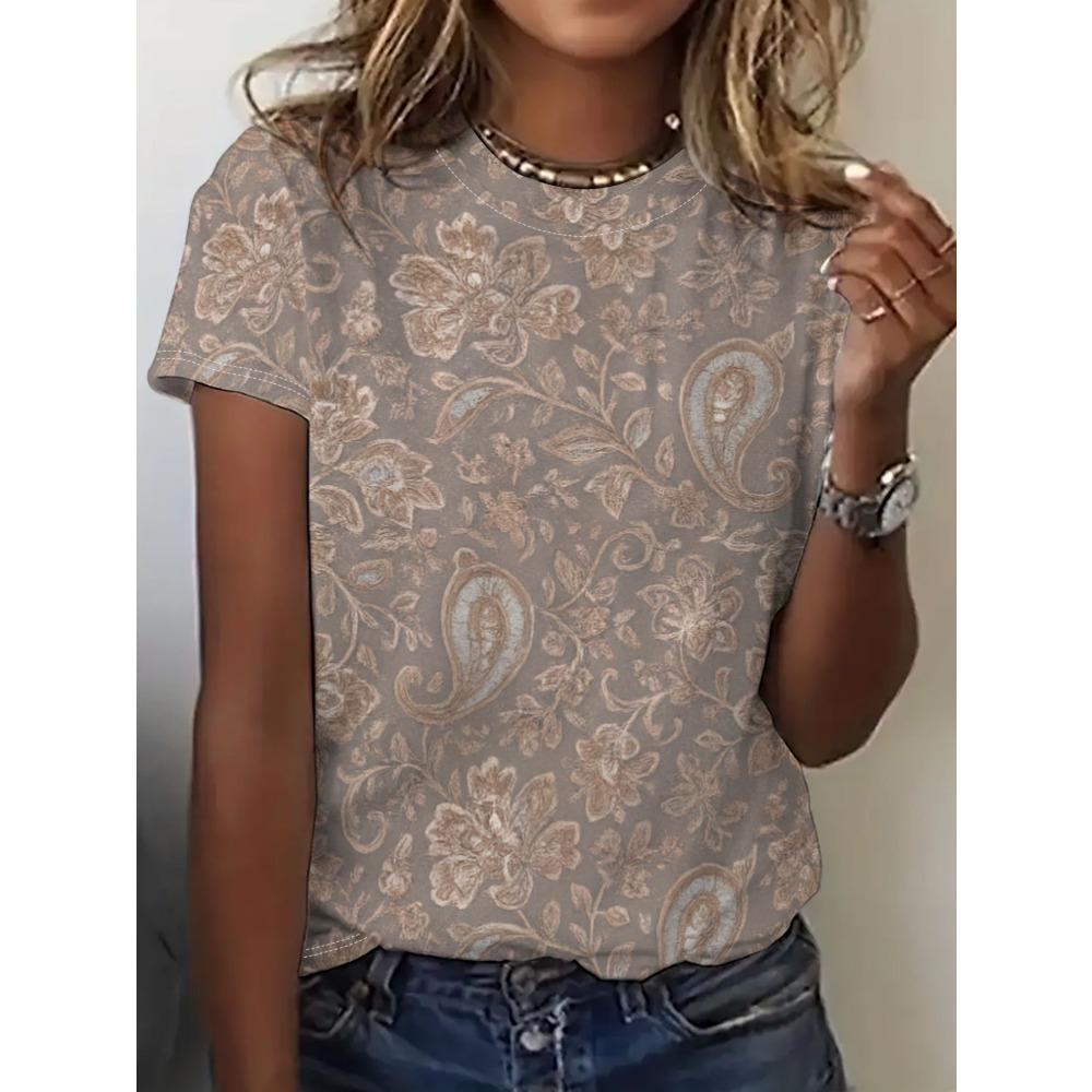 Summer Daisy Flower Floral 3D Print T-Shirts Women Streetwear Casual Short Sleeve T Shirt Round Neck Tees Tops Female Clothing