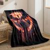 Fiery winged figure with a glowing circular flame backdrop. for all seasons blanket lunch break throw gift