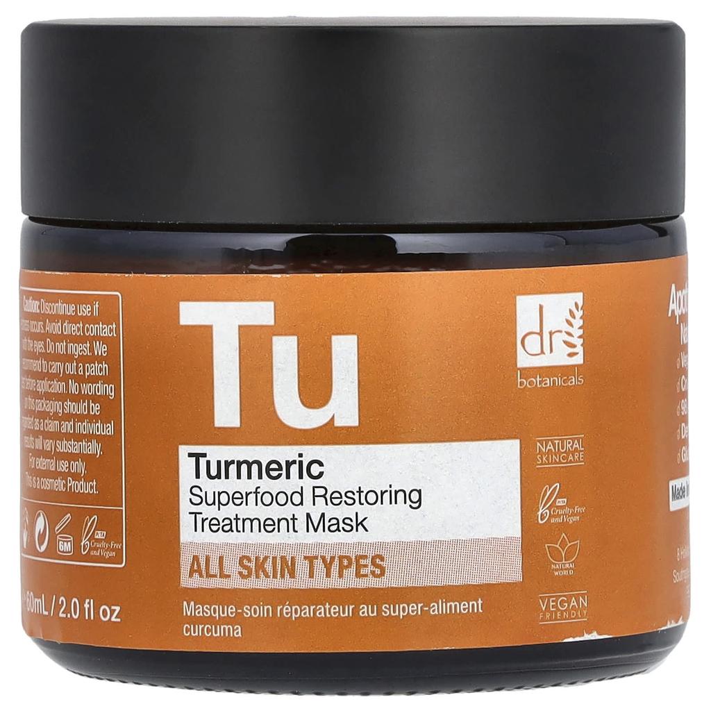 DR. BOTANICALS Superfood Listing Treatment Beauty Mask, Turmeric, 2.0 Fl Oz (60 Ml)
