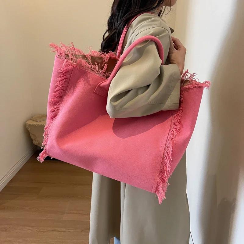 2026 Nuovo Sacchetto Delle Dne Moda Semplice Borsa A Spalla Di Alta Qualità Grande Capacità Tote Bag Tela Lettera HOT SA LE
