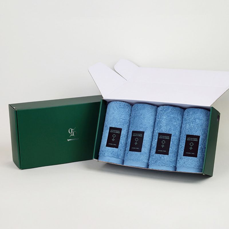 Songwol Handtuch 1 Prozent Schwarz Label Blau Seife Hotelhandtuch 4er Pack Antibakteriell 200g