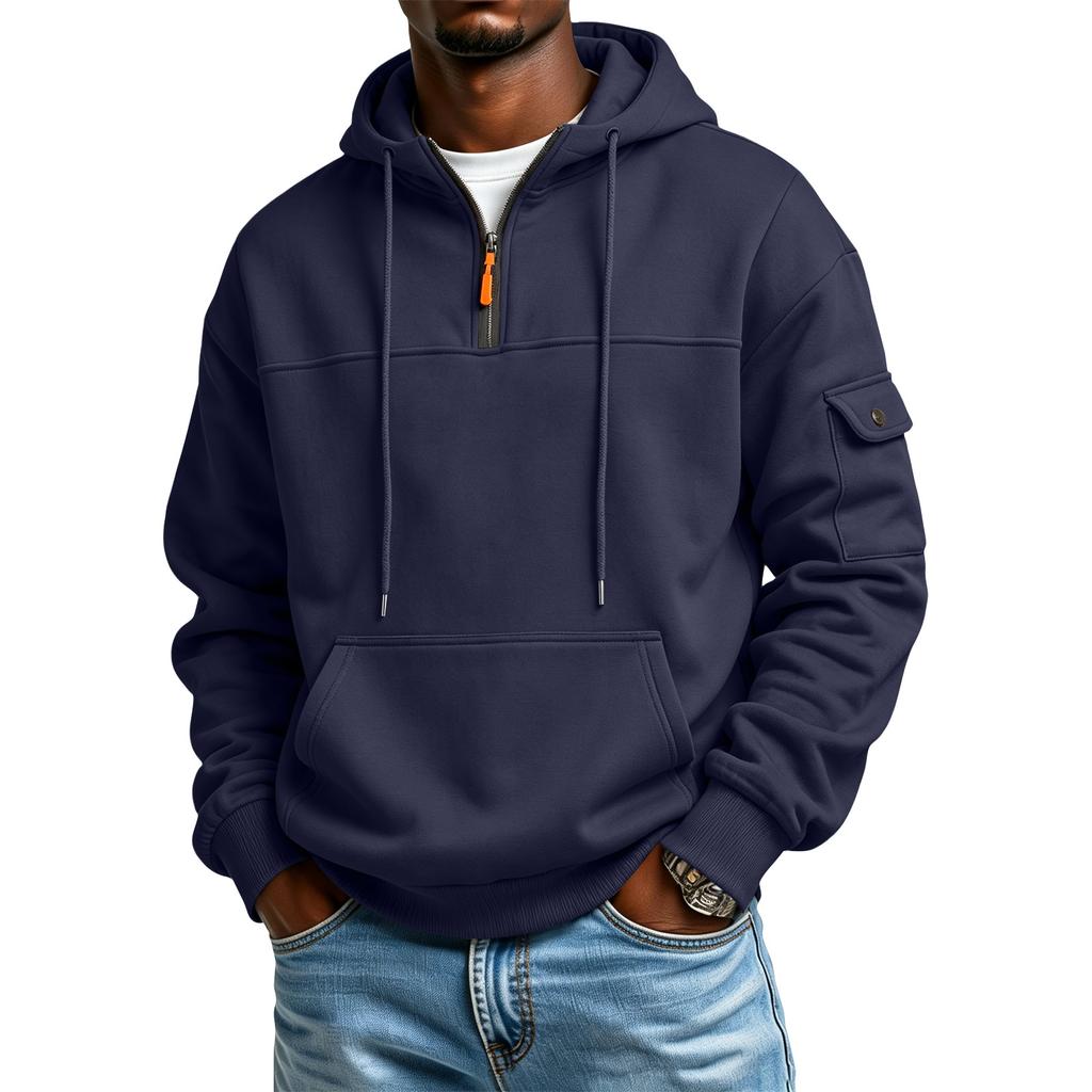 Men's Hooded Sweatshirt with Arm Pocket, Long Sleeve Pullover for Casual Everyday Wear