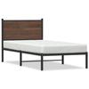 VidaXL Metal Bed Frames with Brown Oak Headboard 75x190 Cm, Single Bed, Bedroom Furniture, Guest Bed, 4007755