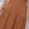ZANZEA Women Elegant Casual Round Neck Solid Color Sleeveless Dress