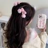 Cute Pink Bow Hairpin Side Bangs Clip Duck Bill Clip Sweet Knitted Hairball Autumn and Winter Hair Accessories