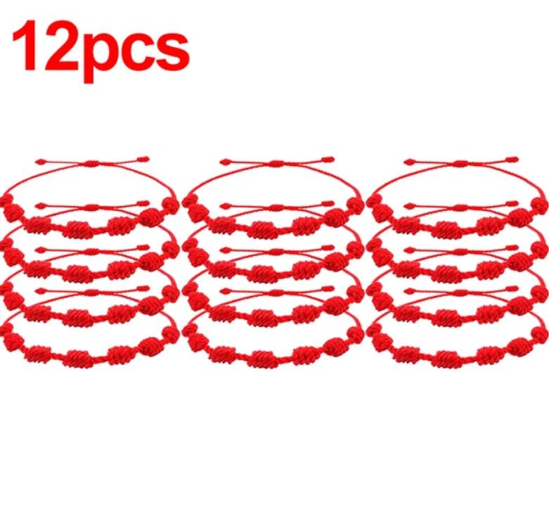 Красные нитяные браслеты на 7 узлов Удачи Регулируемые Ручная работа DIY Веревочные браслеты для пары Друзей Амулет Ювелирные аксессуары
