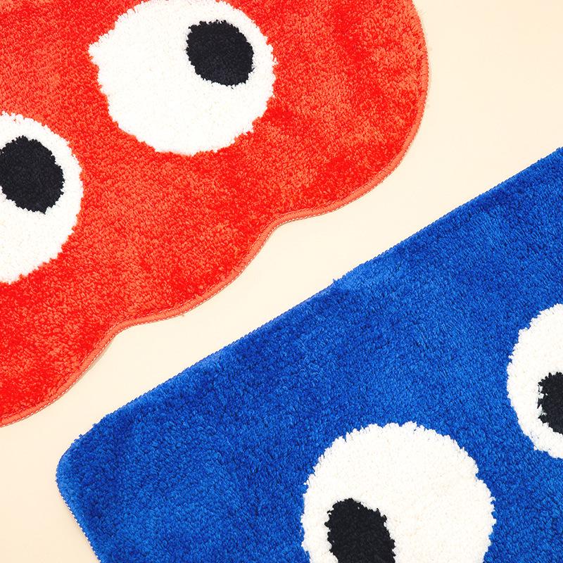 Cartoon Big Eyes Tufted Rug: Non-Slip Absorbent Mat for Living Room, Bathroom, and Toilet