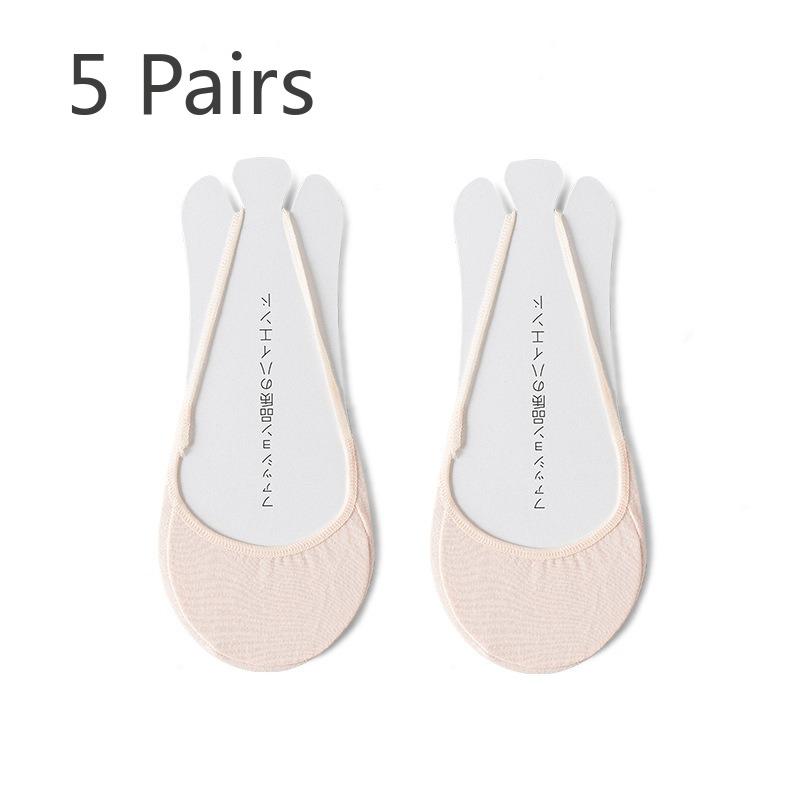 

5 пар носков-лодочек с невидимыми подтяжками из тонкого ледяного шелка для женщин на весну и лето 5 Pairs розовый