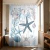 1Pc Cartoon Starfish Printed Waterproof Shower Curtain Partition Privacy Hanging Curtain With 12 Hooks In Various Sizes