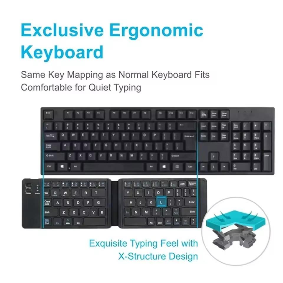 Folding Bluetooth Keyboard With Touchpad For IOS Android Windows Office Mini Wireless Keyboard Storage Three Systems Universal