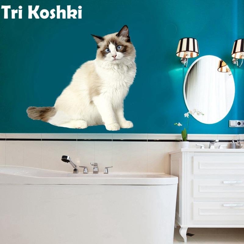 Tri koshki RC035 Anime Dog Ragdoll Sticker Waterproof PVC Decoration Door Living Room Kids Room