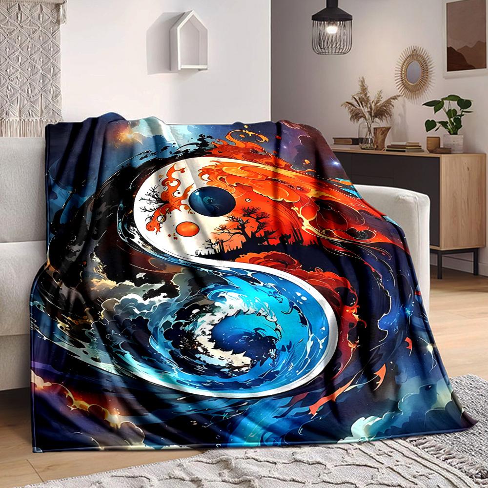 

1pc Yin Yang Symbol Blanket - Perfect Gift for Birthdays, Christmas & Halloween- Soft, Warm & Versatile yy250909109 75x90cm
