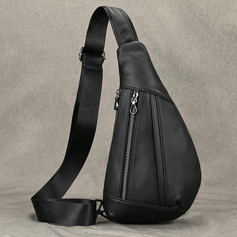 

Newsbirds Leather Chest Bag genuine leather cross body bag for men male leather sling bag chest pack single shoulder bag