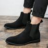 Plus Size 48 Classic Gray Men Chelsea Boots Comfort Suede Leather Shoes Men Dress Shoes Pointed Slip-on Men Black Ankle Boots