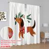 2pcs,2D plane printing Popular Curtain Panels Christmas Dachshund Reindeer Dog (4) Polyester Fabric (without rod) Holiday for