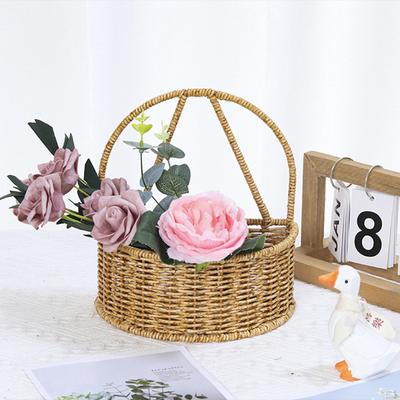 Storage Basket Woven Shelf Handwoven with Handle Room Decor Fruit Sundries Organizer Hanging