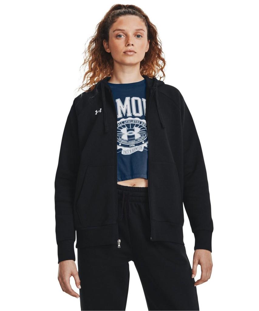 Under Armour UA Rival Fleece FZ Hoodie Black White SM