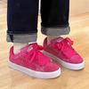 Women Rose Red Trendy Sneakers Pure Color Lace-up Thick-soled Casual Shoes Round Toe Women Board Shoes Non-slip Women Shoes