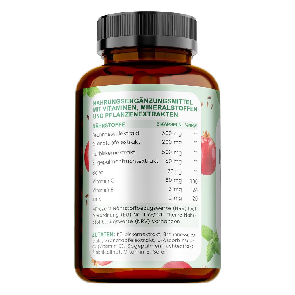 Capsules Hoge Dosis (120 capsules) Inclusief Pompoenpit, Brandnetel, Granaatappel, Zaagpalm Extract, Selenium en Veel Meer - Veganistisch