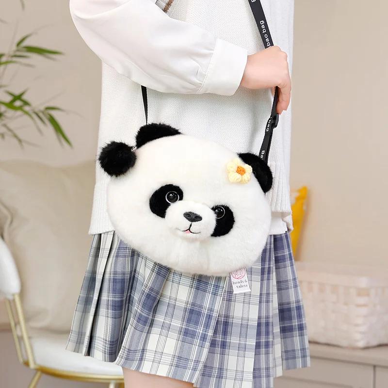 Creative Simulation Cartoon Panda Backpack Plush Toy Stuffed Animal Pet Raccoon Bag for Girls Kids Birthday Xmas Gifts