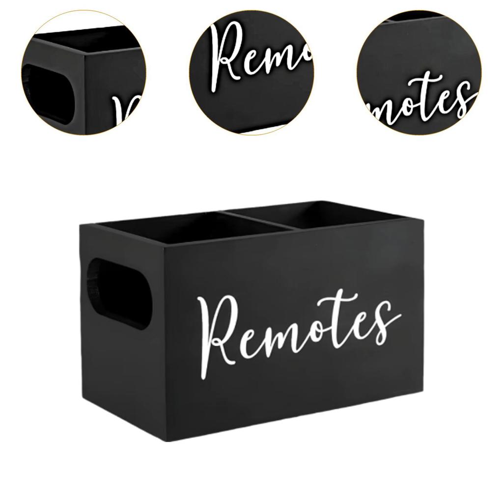 Remote Control Holder Remote Box with 2 Slots Wooden TV Remote Holder for Table for Bed Living Room Office Bedside Table Couch