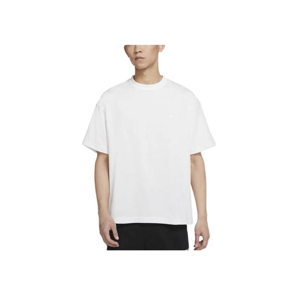 Nike Solo Swoosh Solid Crew Neck T-Shirt Men Tops White DA0321-121