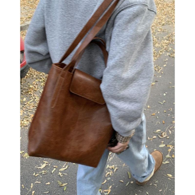 Tote Bag Fashion Women'S Bag Bucket Bag Retro Large Capacity Shoulder Underarm Bag Luggage