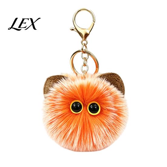 Lightweight Bag Pendant Plush Cat Ball Keychain, Fluffy Kitten Pompom Charm, Keychain with Key Holder Charm Metal Lobster Clasp, Backpacks Keys