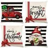 Christmas Pillow Cover Black and White Striped Letters Printed Linen Home Living Room Sofa Pillow Cover
