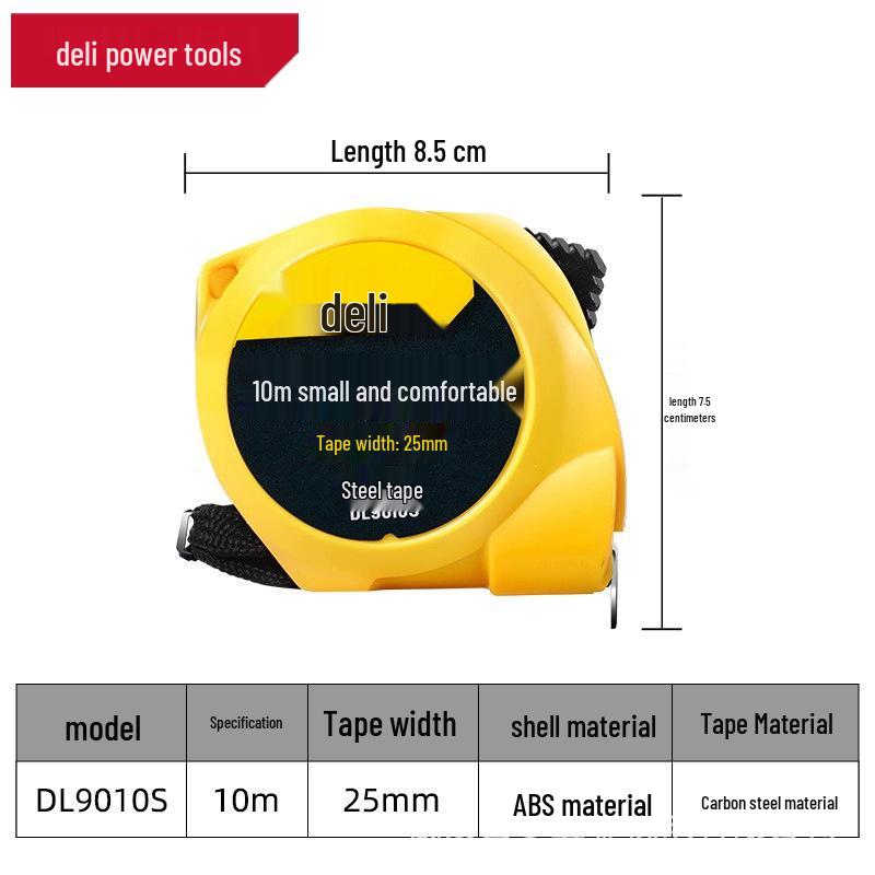 Deli DL9003S Portable Mini Steel Tape Measure, Multi-Size: 3m, 5m, 7.5m - Ideal for Drafting and Measuring.