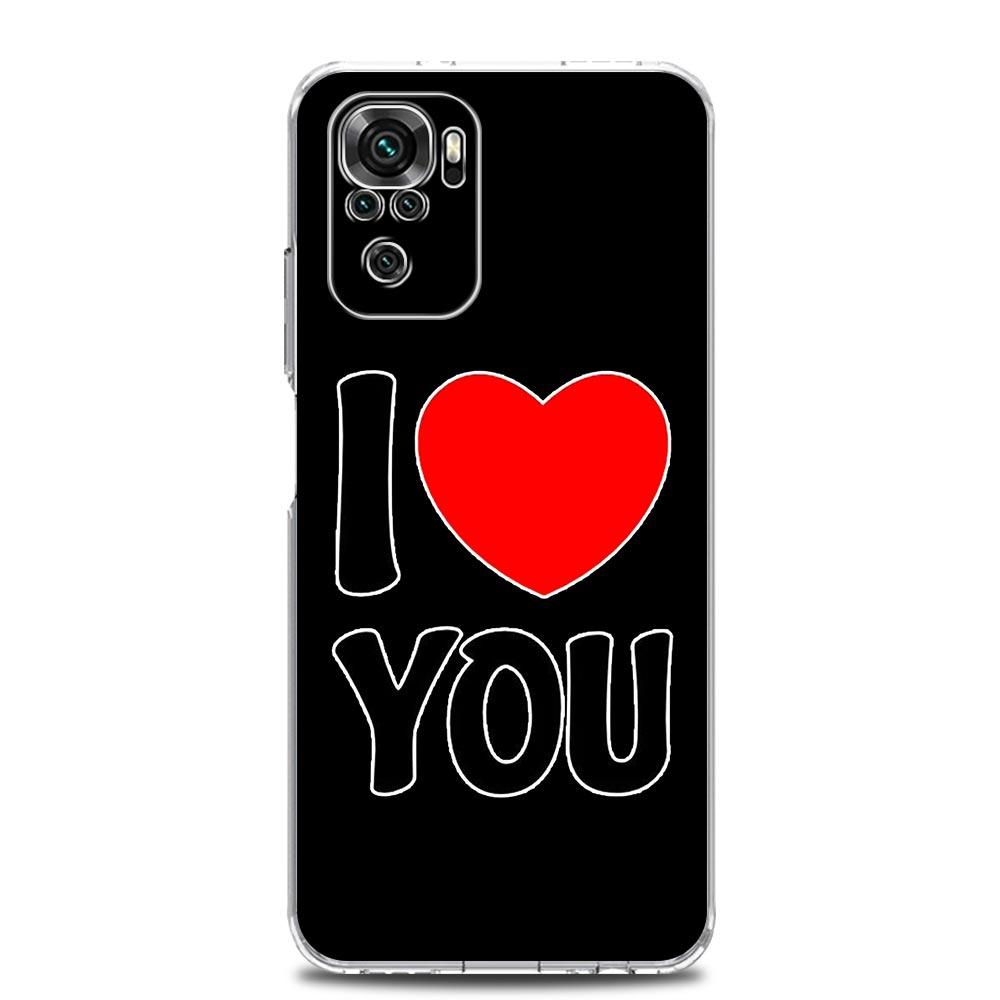 Phone Case For Xiaomi Redmi Note 13 12 5G 9S 9 8 10 11 Pro Plus 4G 9T 13C 12C 10C 9C 9A 7 Clear Cover I Love you Pink Heart