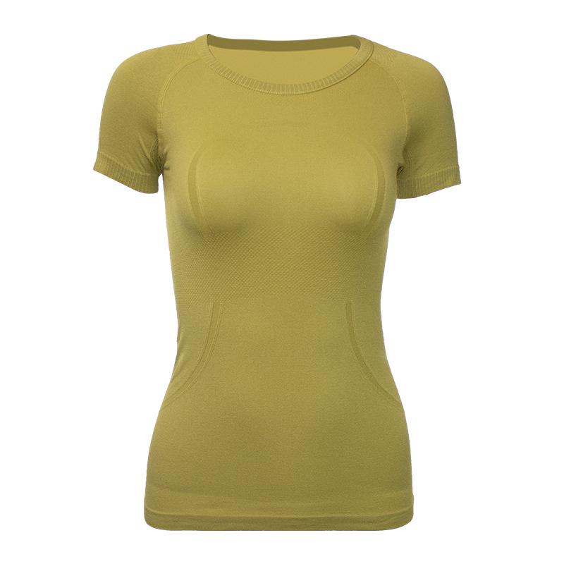 

Женский бесшовный топ для йоги с коротким рукавом - Высокоэластичная, облегающая фитнес-футболка 2/S