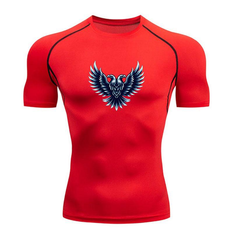 Men's Compression Workout T Shirt, Double Headed Eagle Print